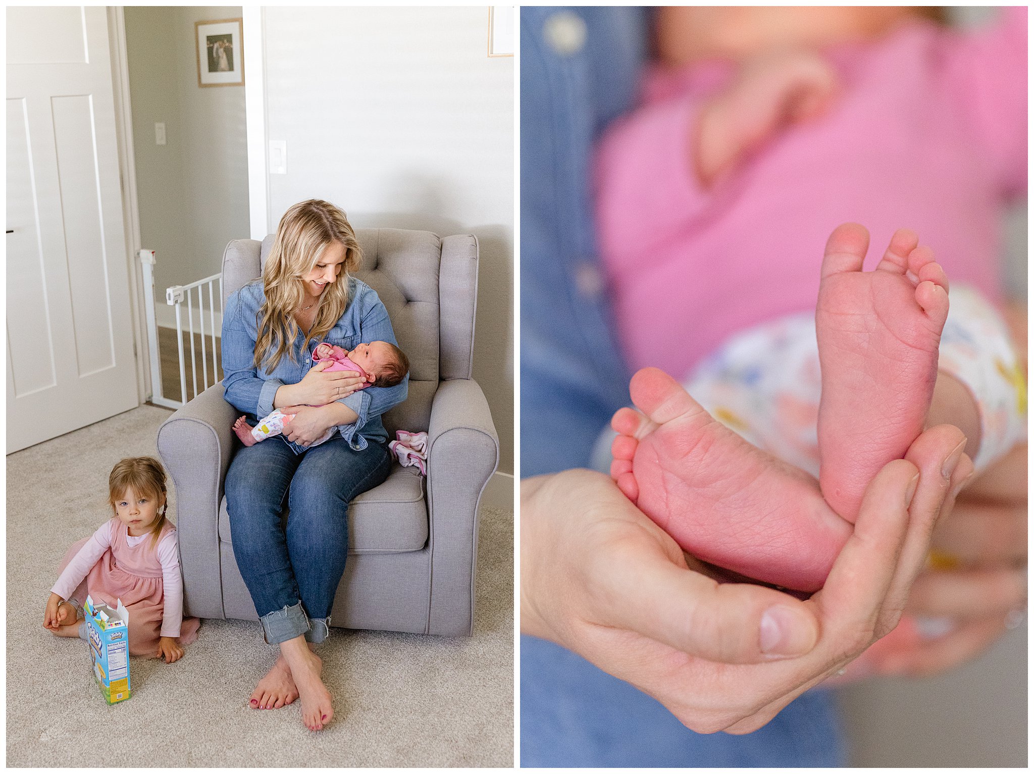 Newborn Lifestyle Session In Home Big Sister Family Baby Girl Chico CA,