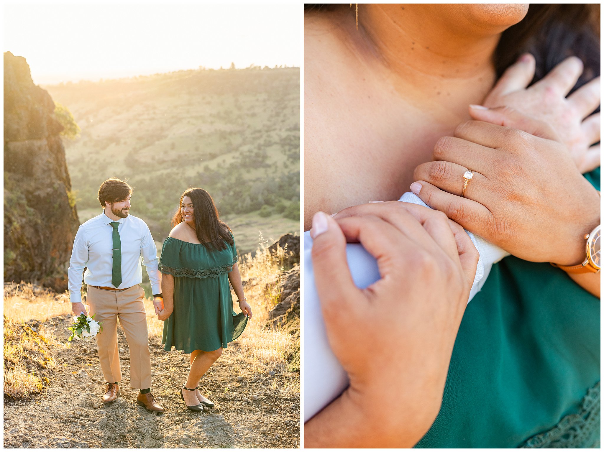 Peregrine Point Disc Golf Course Engagement Session Chico CA Spring May Book Video Control Sunset Canyon,