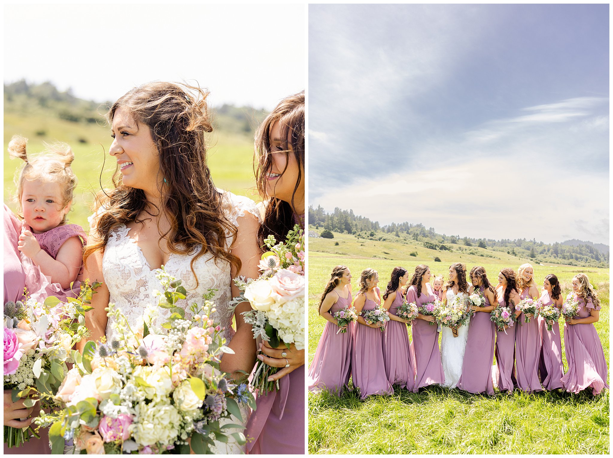At the Bluff Wedding Ferndale CA West Coastline Barn Reception Mauve Bridesmaids Dresses Western Boots First Look,