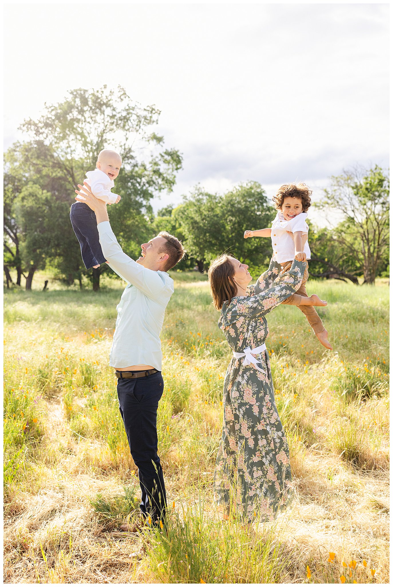 Chico Family Session in Wildflowers and Grass Field | Hannah + Travis
